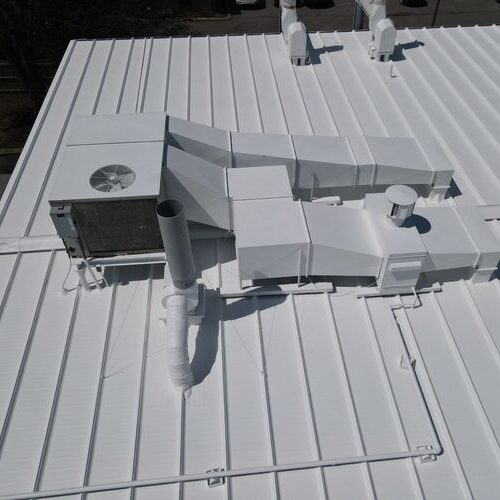 A commercial metal roof