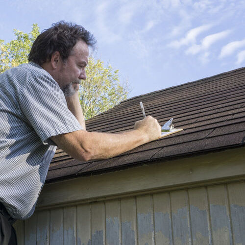 A roof inspection in progress